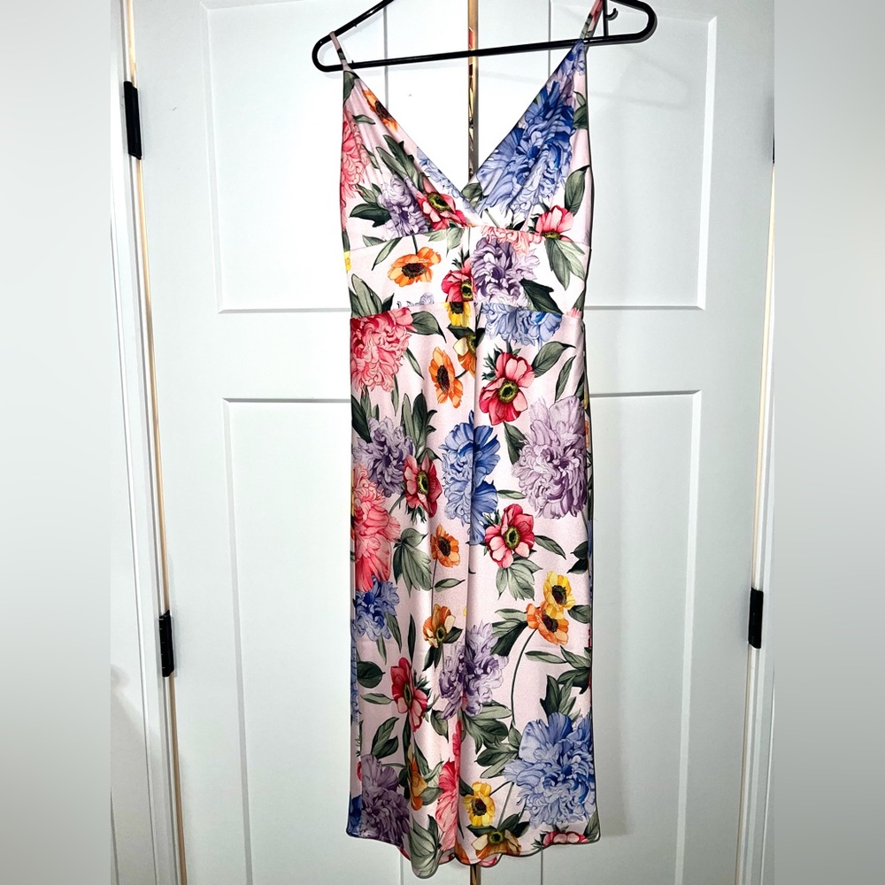 Express floral satin midi dress